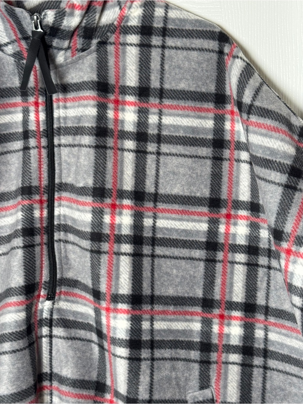 Coldwater Creek Plaid Fleece Quarter-Zip Poncho Cape One Size Plus 1X 2X 3X - Picture 6 of 11